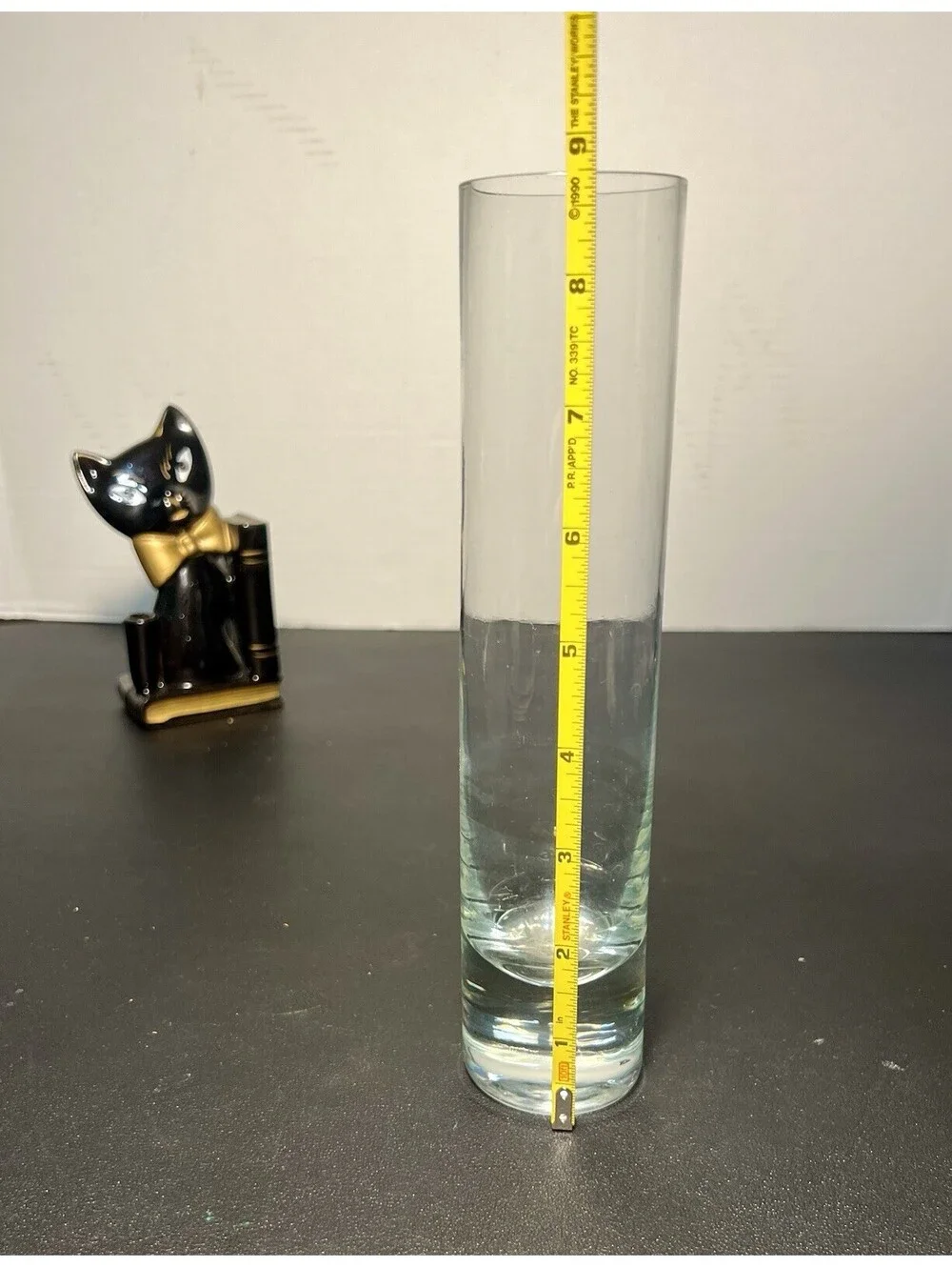 Krosno Poland 1970s Glass Cylinder Bud Vase Clear Controlled Bubble, 8.75x2”